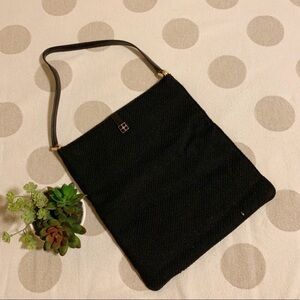 Kate Spade Vintage Y2K Purse Black Wool Calf Skin Tote Bag